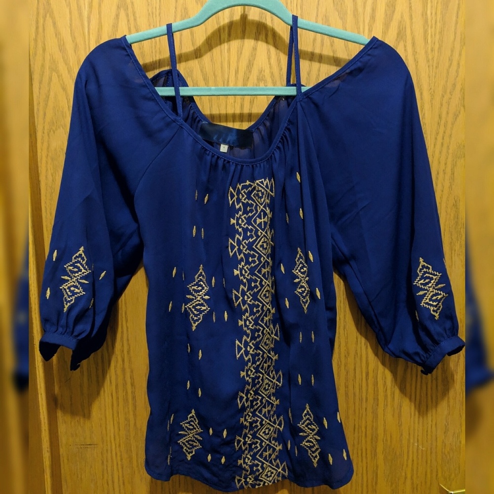 Blue off the Shoulder Blouse